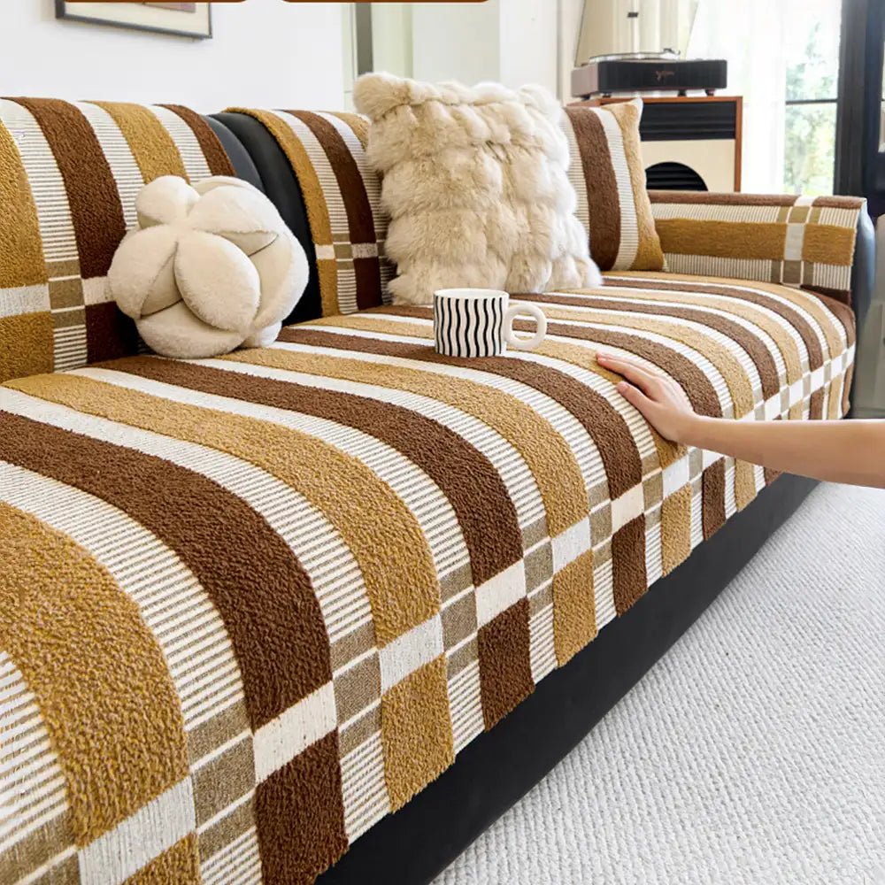 Copertura per divano non scivolosa in chenille resistente ai graffi per mobili in stile moderno di metà secolo
