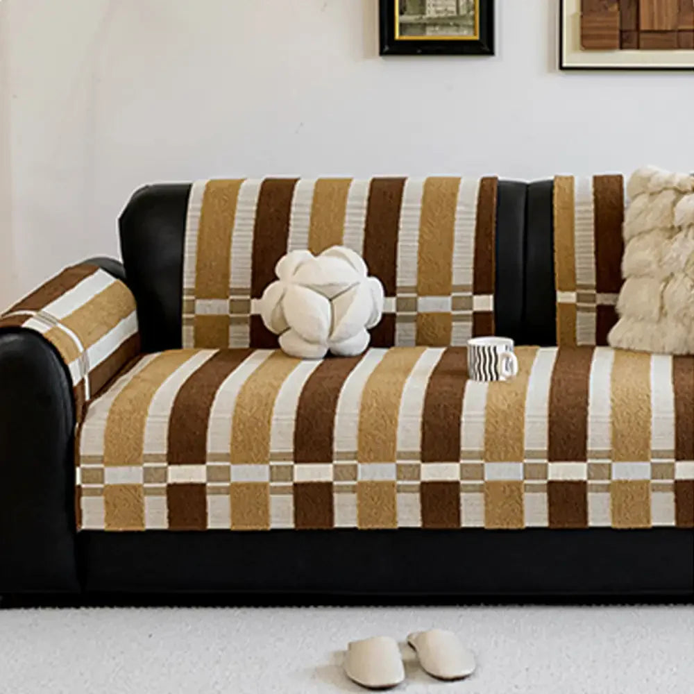 Copertura per divano non scivolosa in chenille resistente ai graffi per mobili in stile moderno di metà secolo