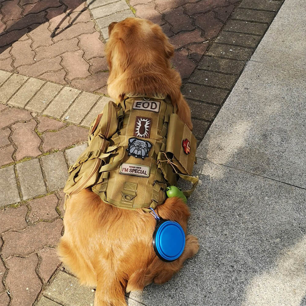 Gilet tattico stile militare per cani con cinturini regolabili