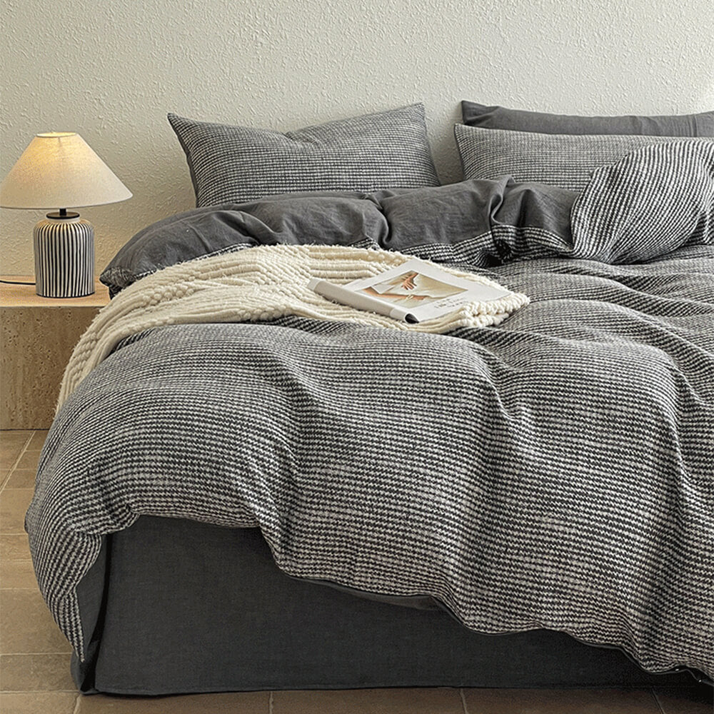 Set di lenzuola in cotone morbido a chevron minimalista