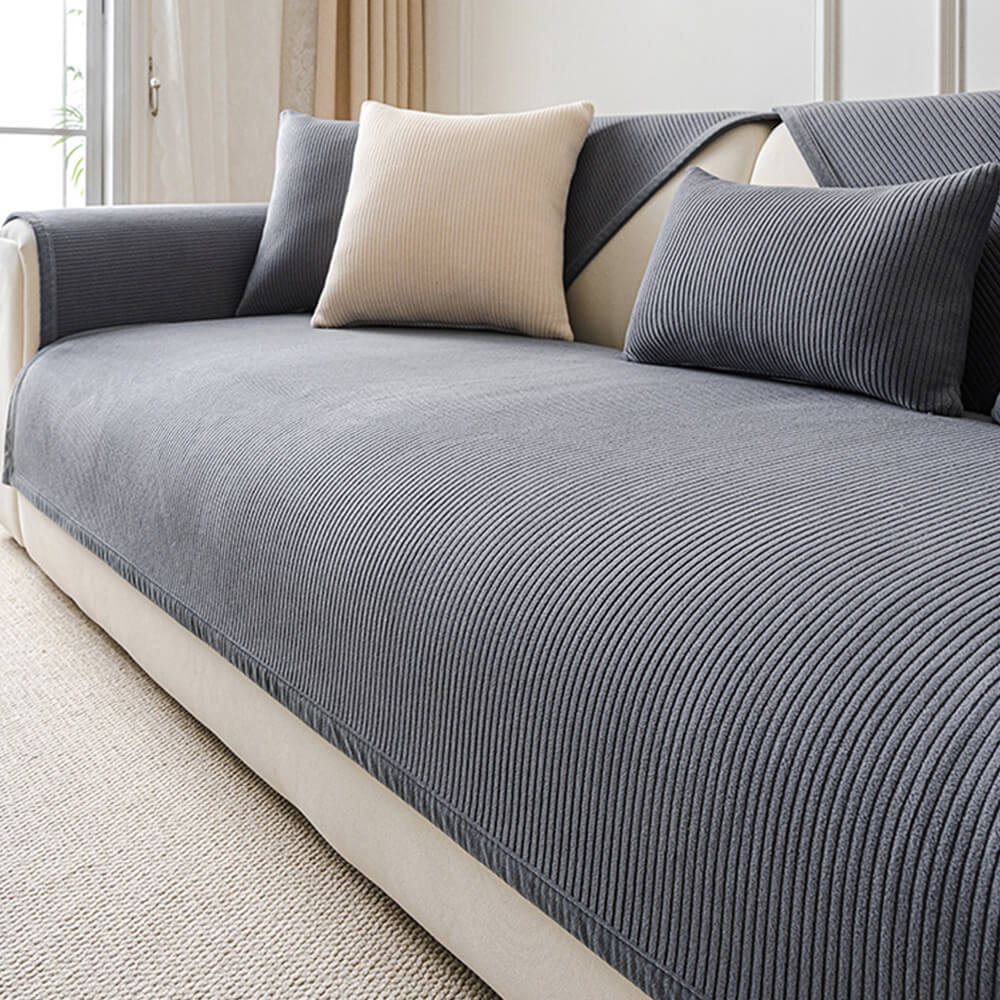 Copertura per divano in pile a righe verticali moderne per tutte le stagioni