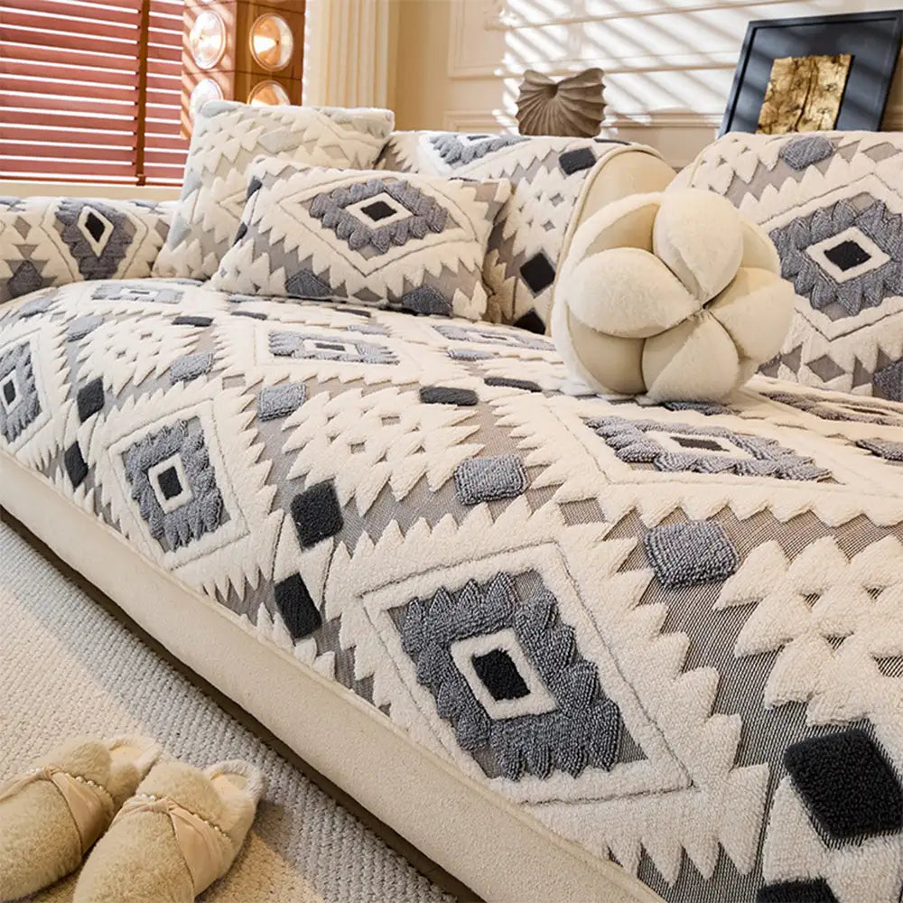 Copritutto moderno geometrico spesso in peluche anti-graffio e antiscivolo