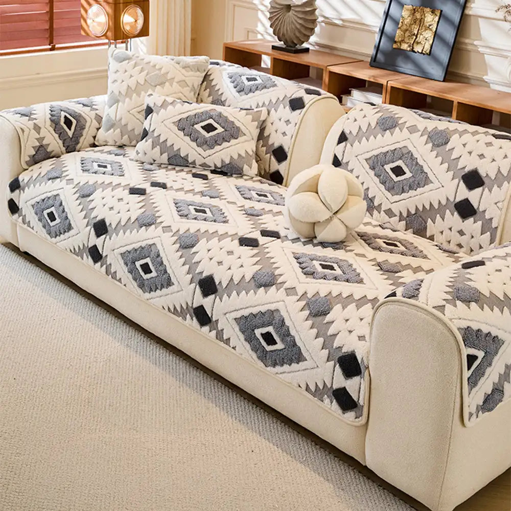 Copritutto moderno geometrico spesso in peluche anti-graffio e antiscivolo