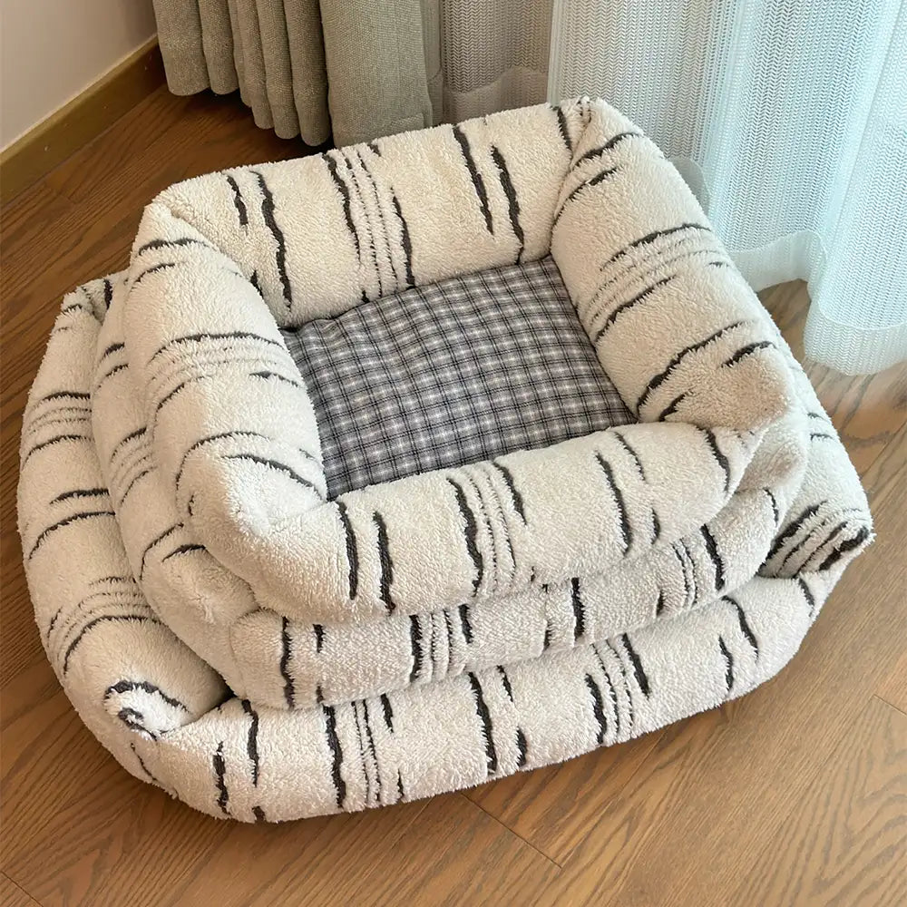 Letto per cani moderno a quadri, spesso e confortevole