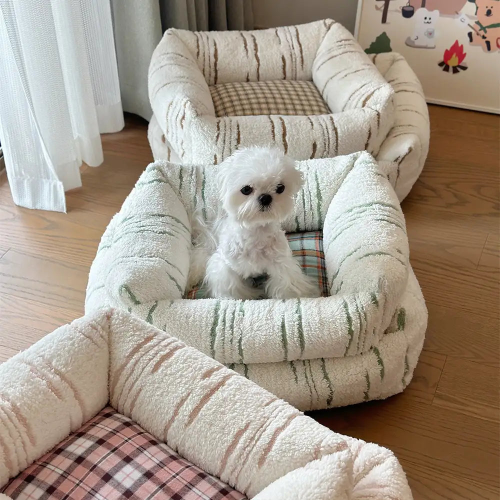 Letto per cani moderno a quadri, spesso e confortevole