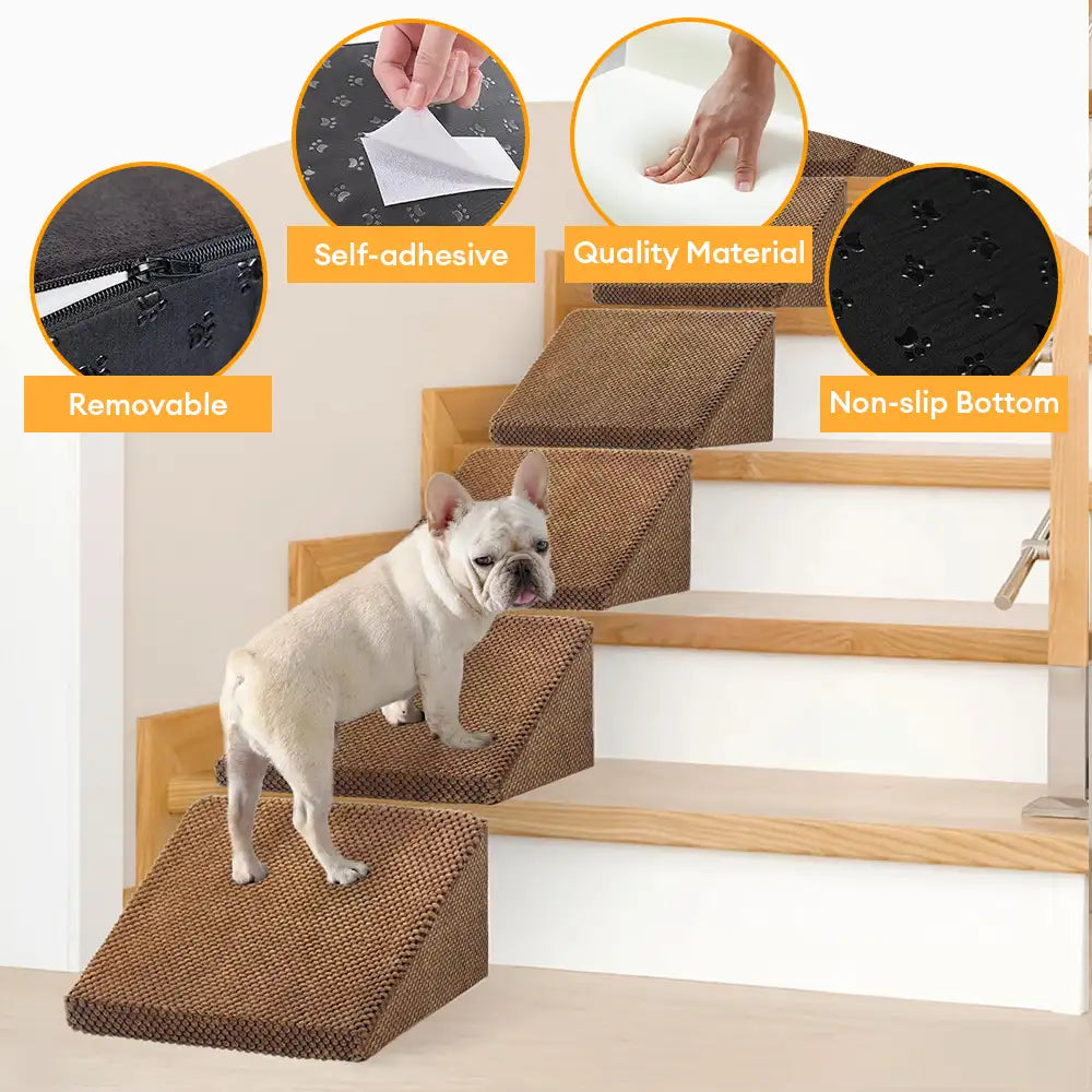Rampe per cani in schiuma modulare con scalini per scale con velcro