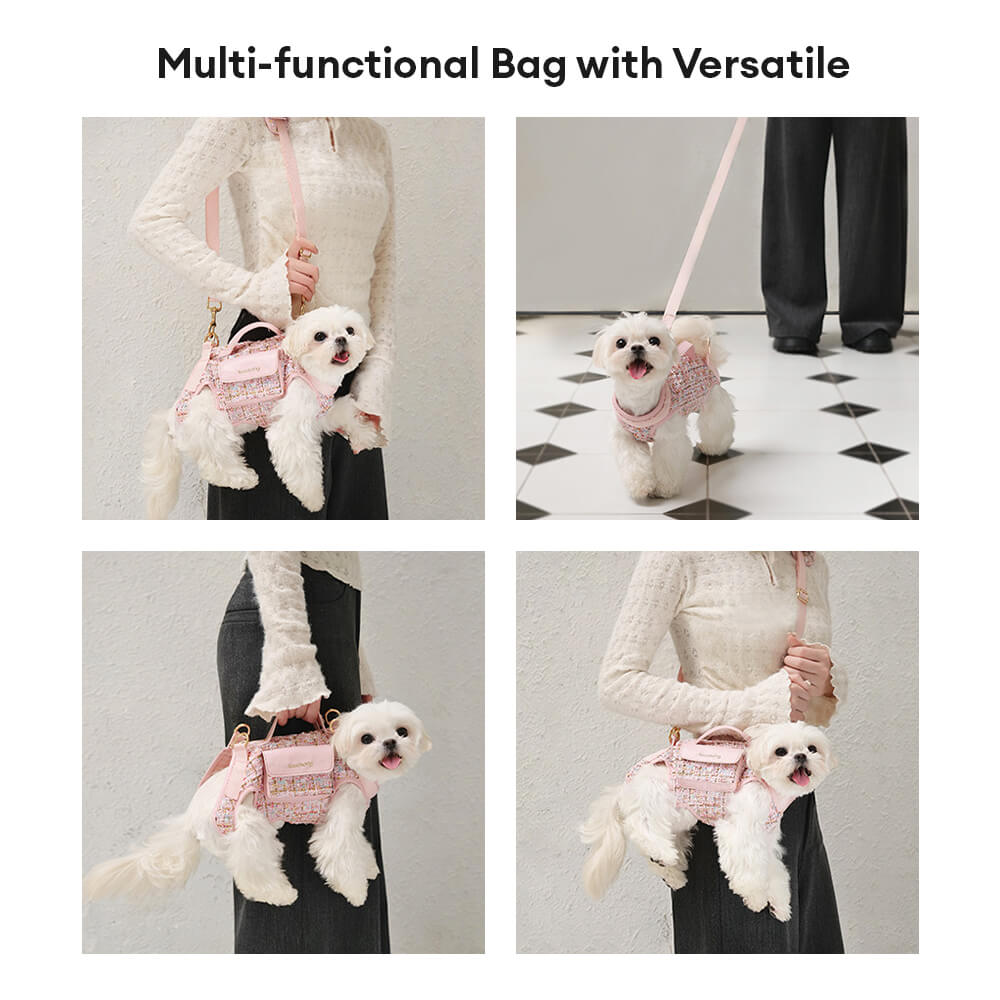 Zaino per cani con imbracatura multifunzionale e gilet per passeggiate per cani di piccola taglia