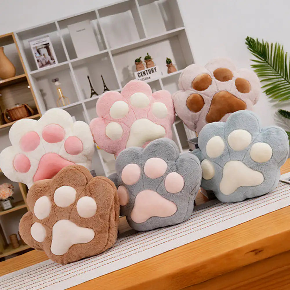 Set di cuscino a forma di zampa di gatto multifunzionale e coperta morbida in peluche corto