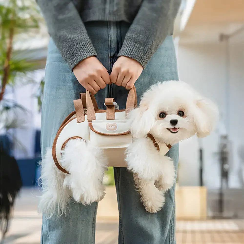 Zaino portatile multifunzionale per cani di piccola taglia con trazione a tracolla