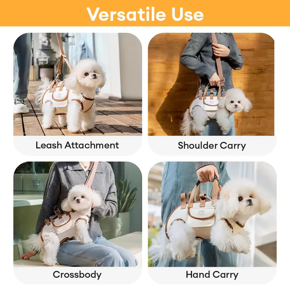 Zaino portatile multifunzionale per cani di piccola taglia con trazione a tracolla