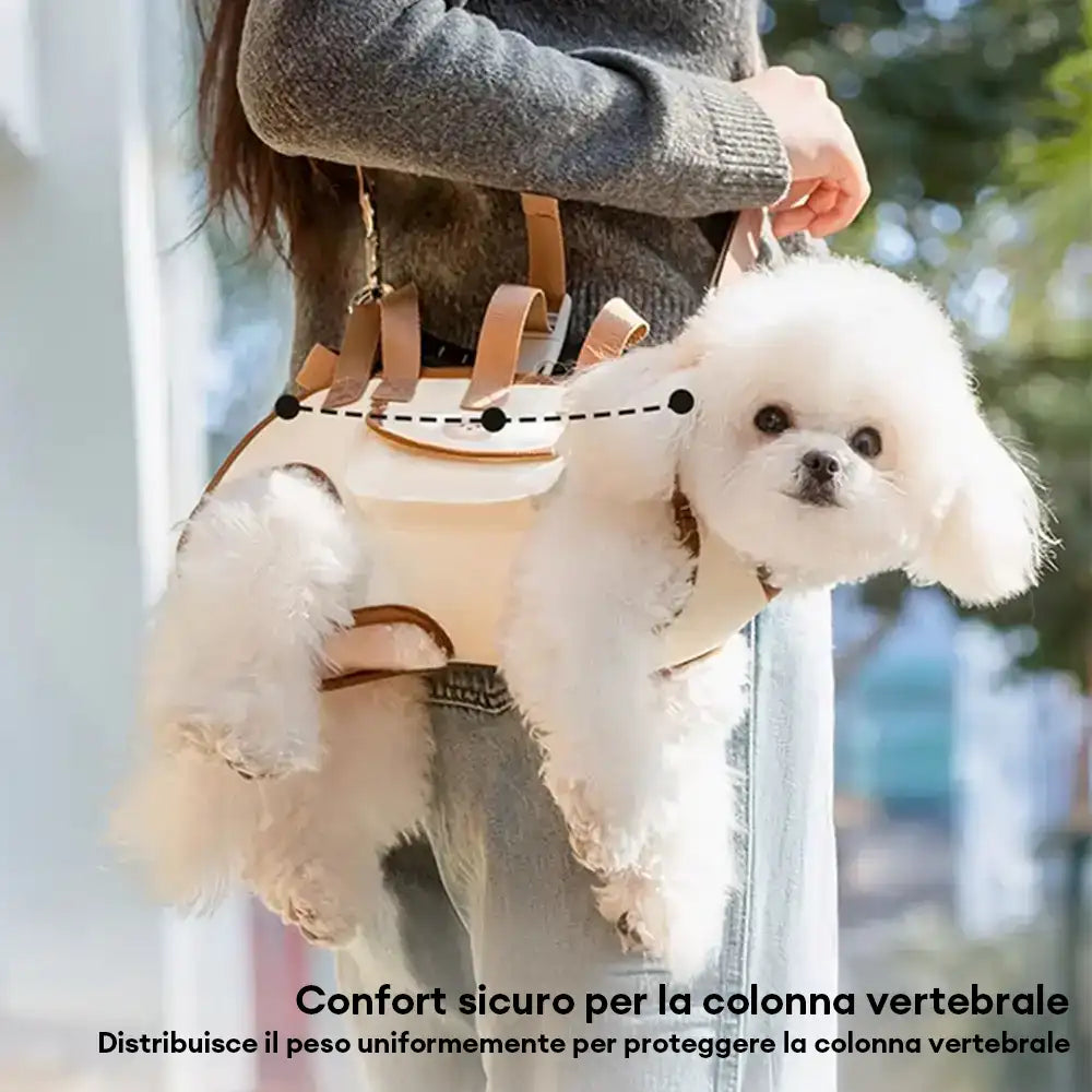 Zaino portatile multifunzionale per cani di piccola taglia con trazione a tracolla