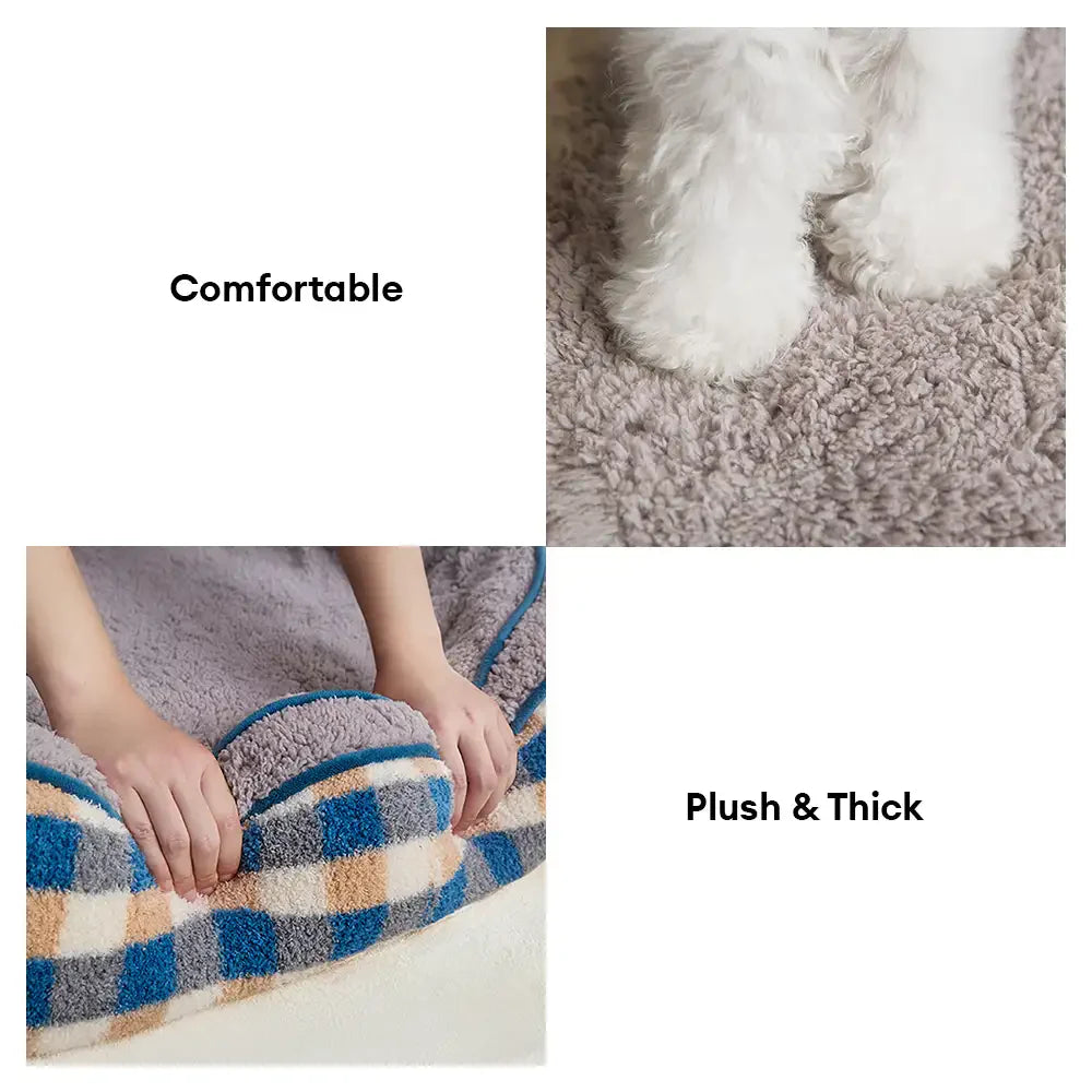 Letto per cani a ciambella in velluto Teddy ovale grande spazio per un sonno profondo e confortevole.