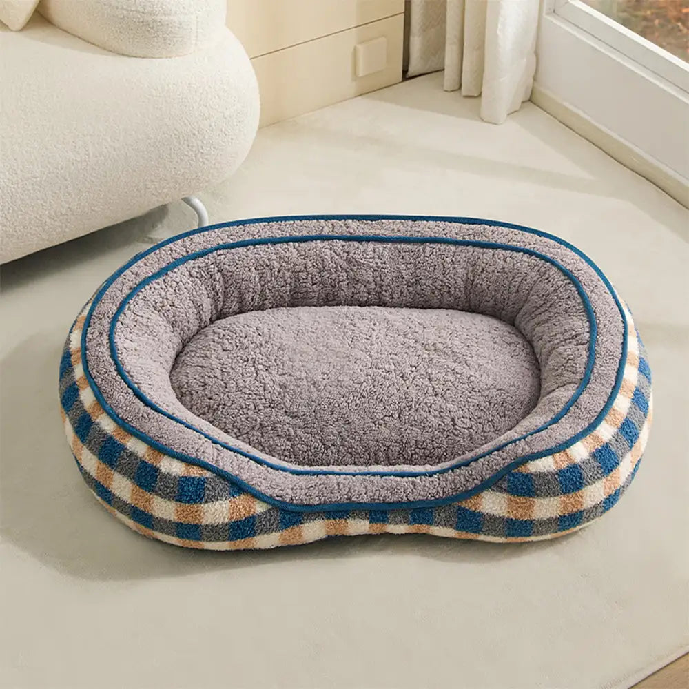 Letto per cani a ciambella in velluto Teddy ovale grande spazio per un sonno profondo e confortevole.