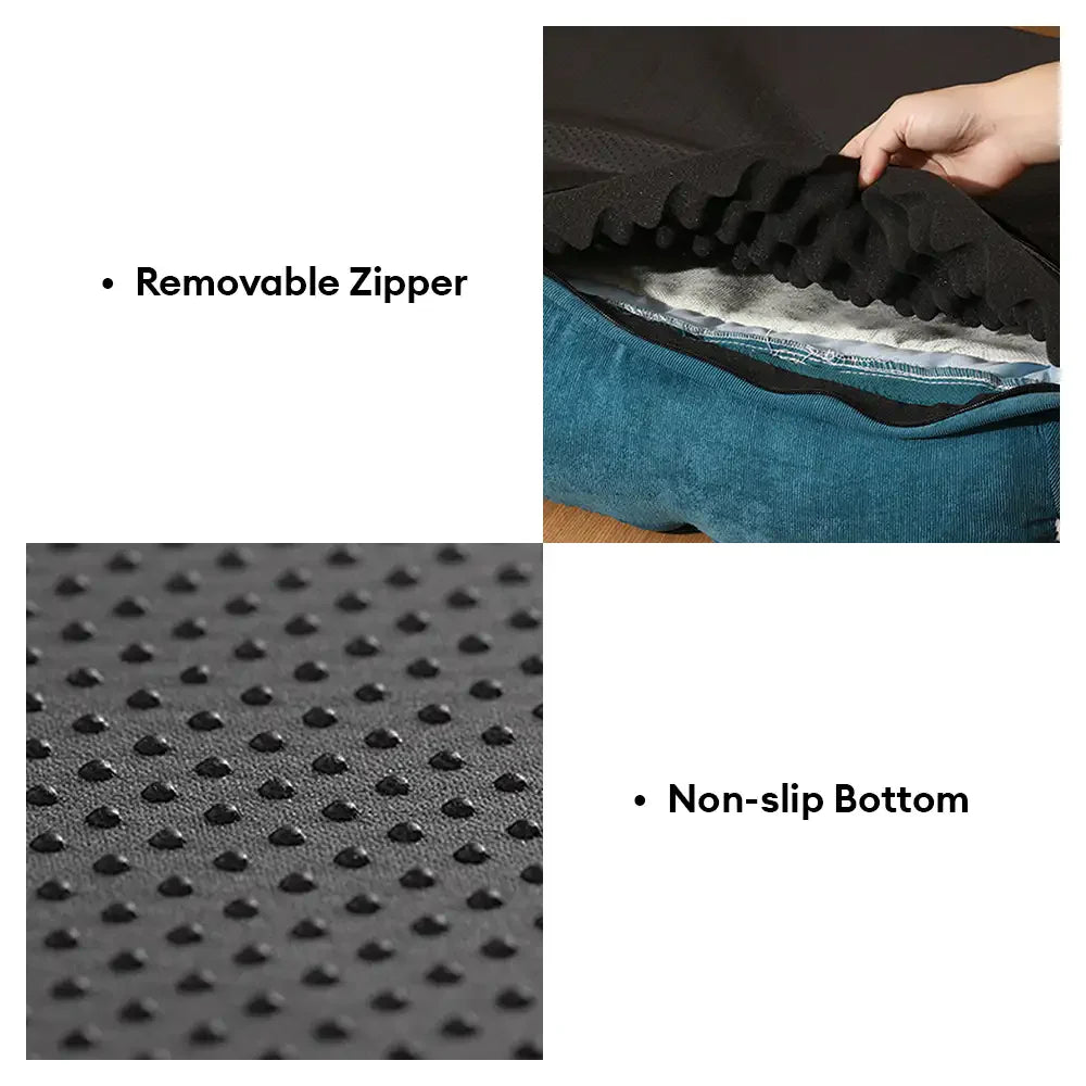 Letto per animali domestici di moda con supporto per il collo in jacquard a contrasto in peluche