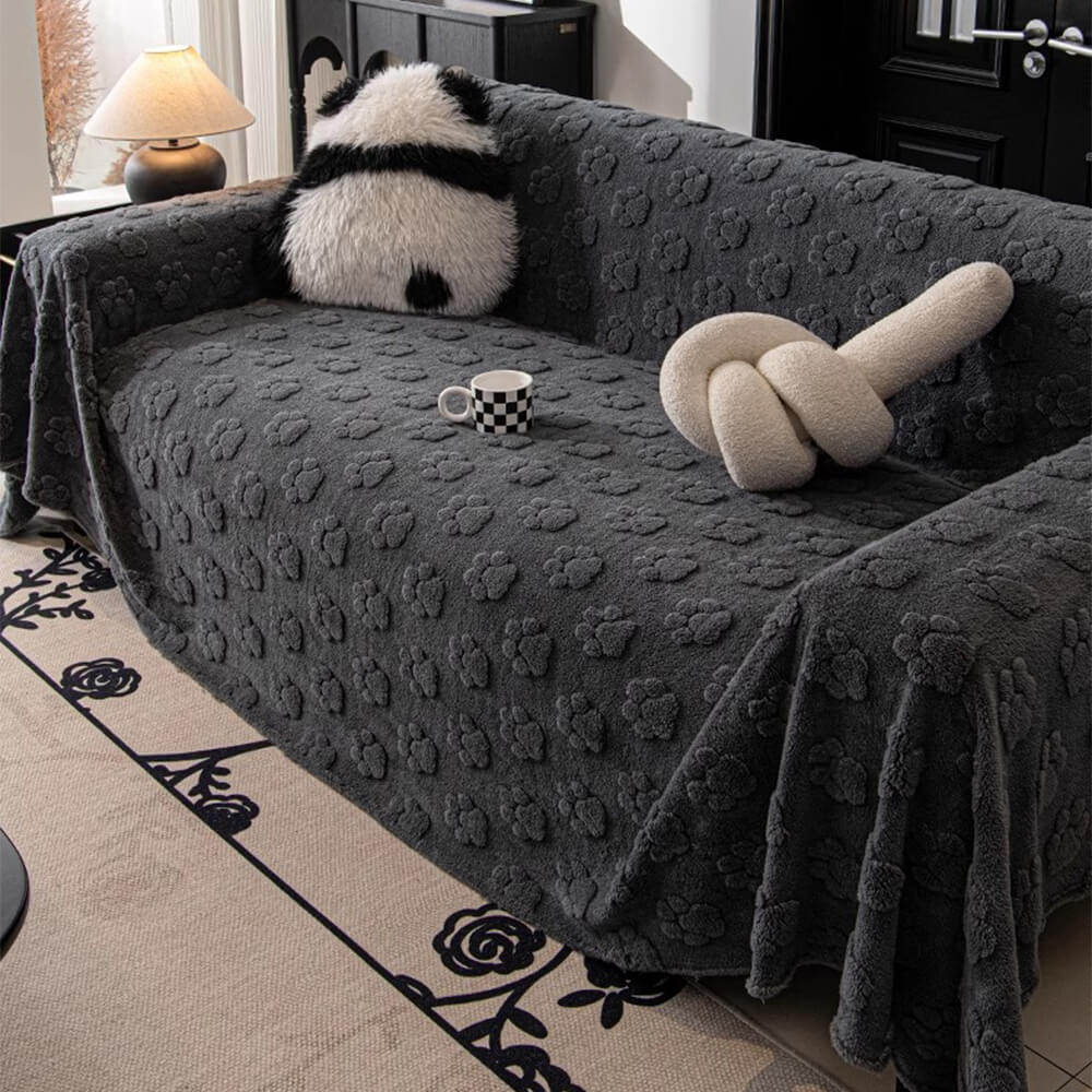 Coprisedile in soffice tessuto con motivo di zampe di peluche