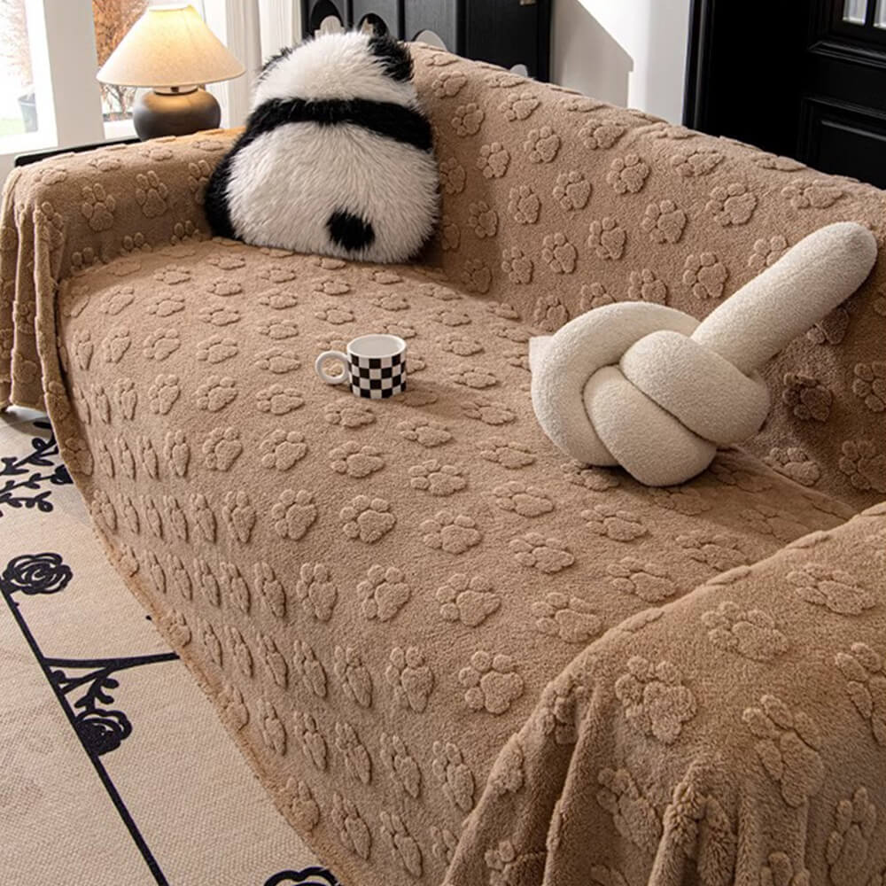 Coprisedile in soffice tessuto con motivo di zampe di peluche