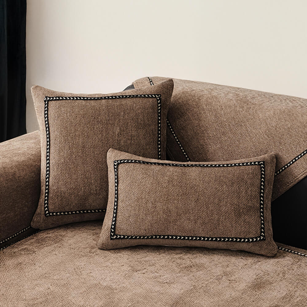 Copertura per divano in chenille antiscivolo ad alto peso, jacquard semplice e moderno