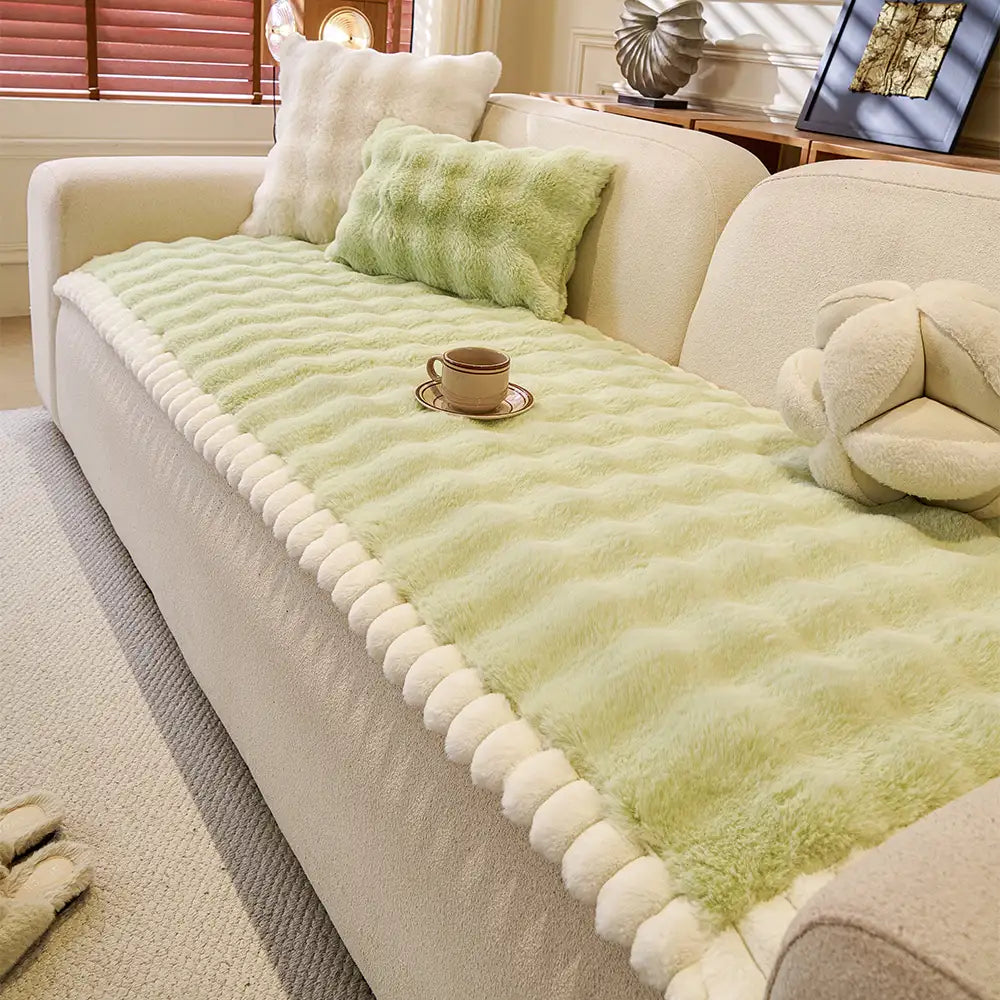 Copertura per divano in finta pelliccia di coniglio, morbida, spessa, antiscivolo e delicata sulla pelle