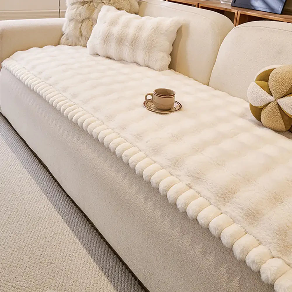 Copertura per divano in finta pelliccia di coniglio, morbida, spessa, antiscivolo e delicata sulla pelle