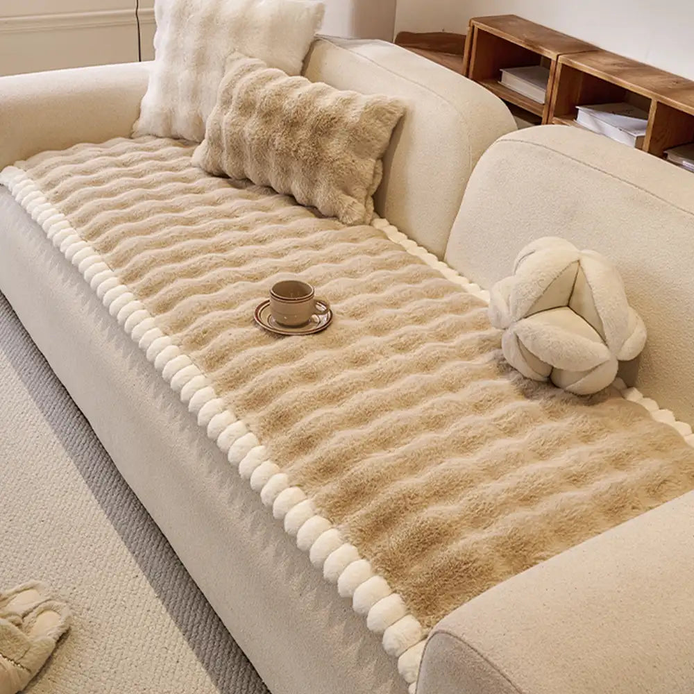 Copertura per divano in finta pelliccia di coniglio, morbida, spessa, antiscivolo e delicata sulla pelle