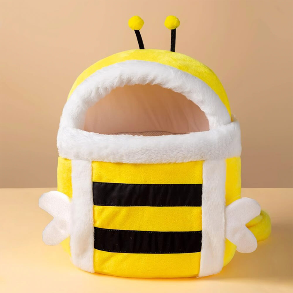 Borsa per cani e gatti in morbido plush a forma di ape, calda, traspirante.