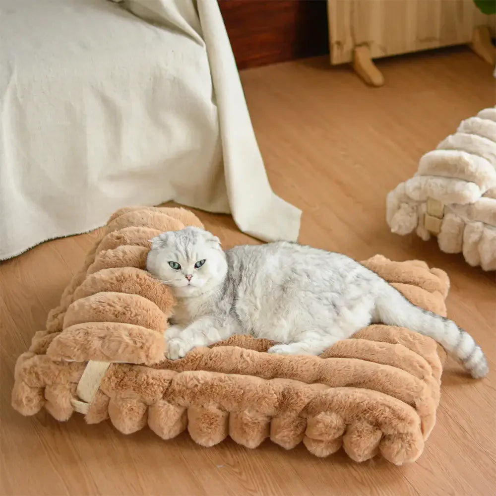 Cuscino riscaldante in faux pelliccia di coniglio morbida per letto per cani - Nuvola accogliente
