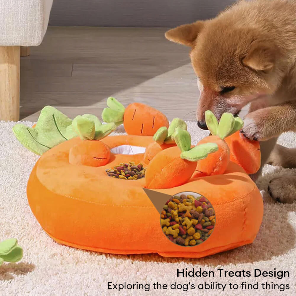 Giocattolo interattivo arricchente per cani, carote scricchiolanti, giocattolo da annusare