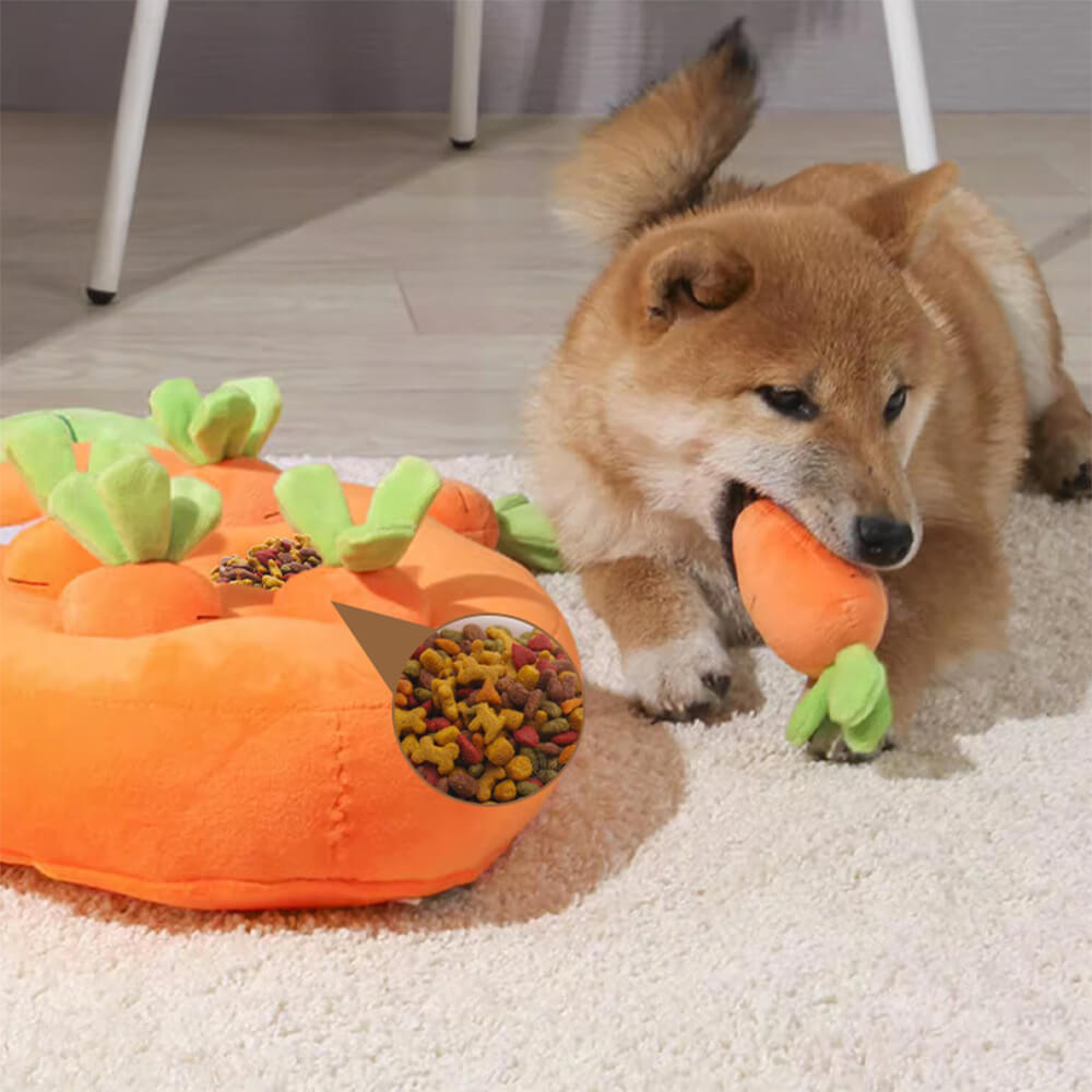 Giocattolo interattivo arricchente per cani, carote scricchiolanti, giocattolo da annusare