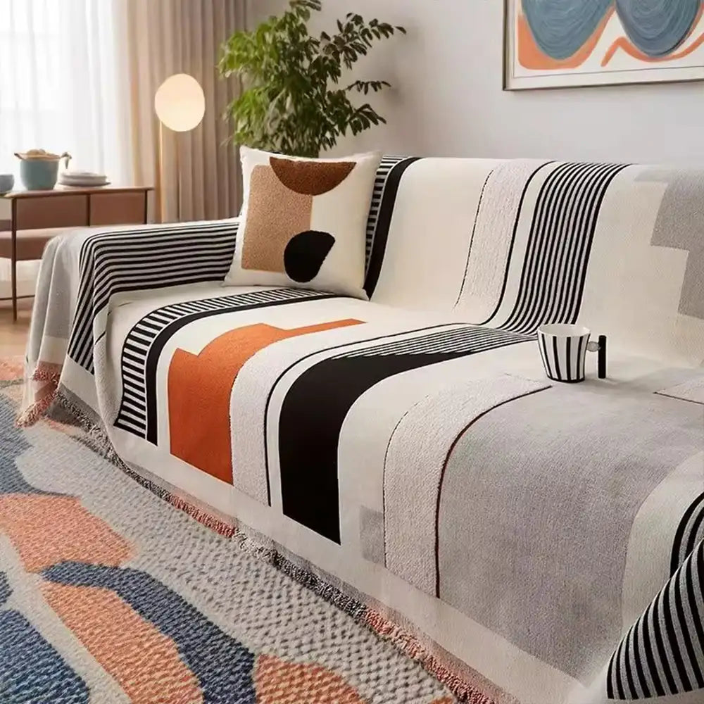 Copertura per divano multifunzionale in chenille resistente ai graffi Stripe Art
