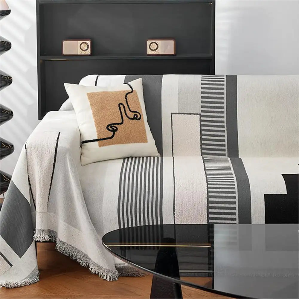Copertura per divano multifunzionale in chenille resistente ai graffi Stripe Art
