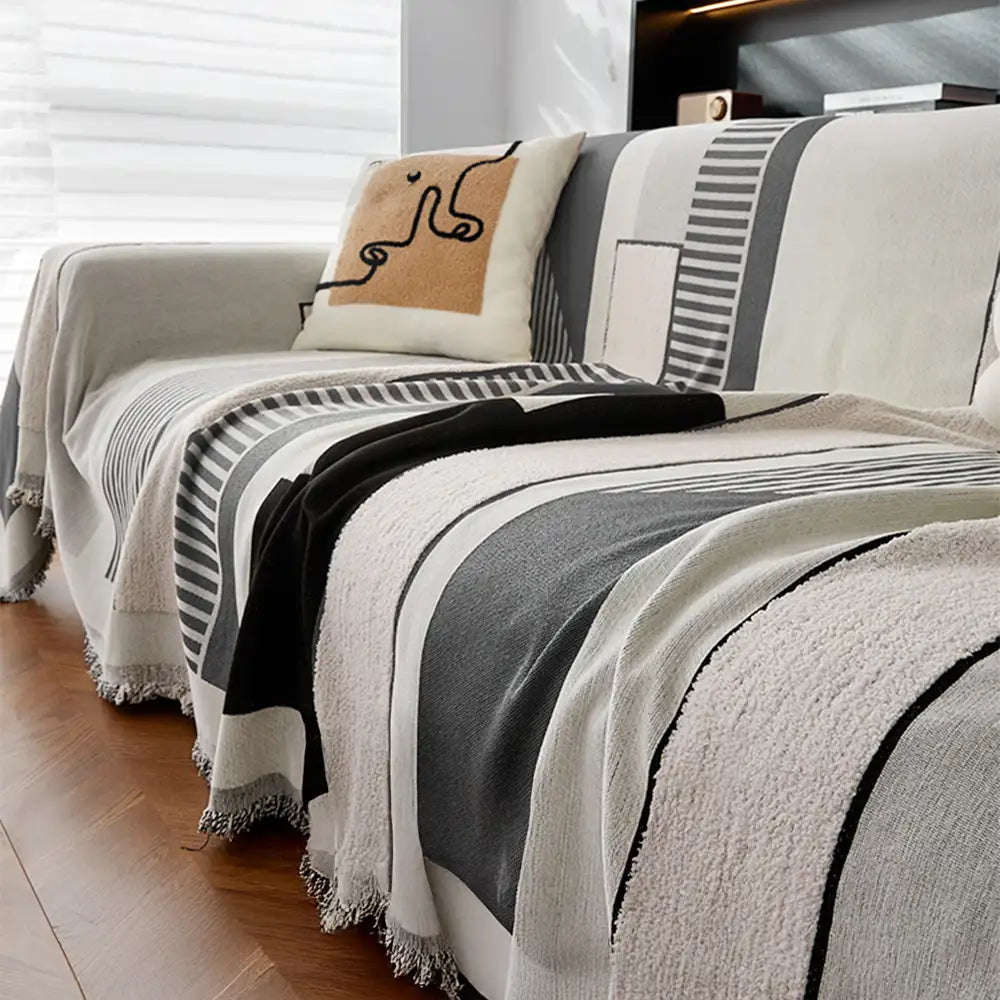 Copertura per divano multifunzionale in chenille resistente ai graffi Stripe Art