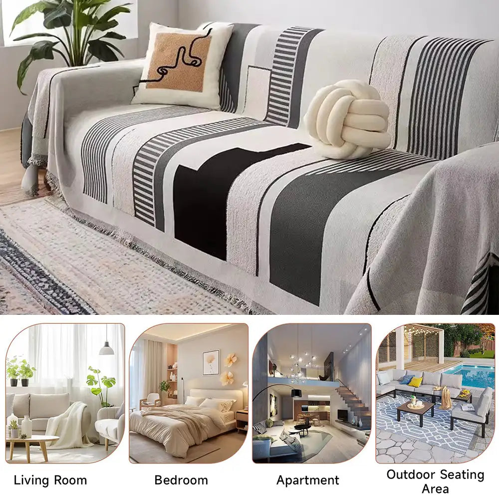 Copertura per divano multifunzionale in chenille resistente ai graffi Stripe Art