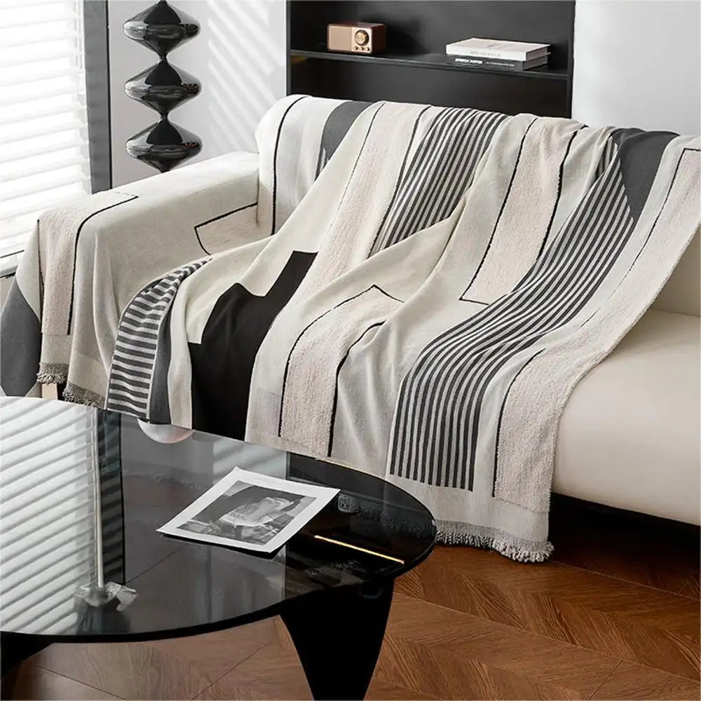Copertura per divano multifunzionale in chenille resistente ai graffi Stripe Art