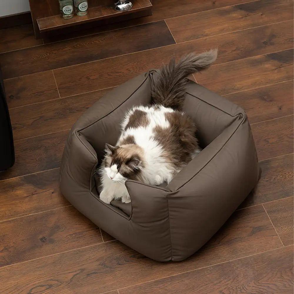 Letto per cani quadrato in tessuto tecnologico, calmante, impermeabile e resistente ai graffi