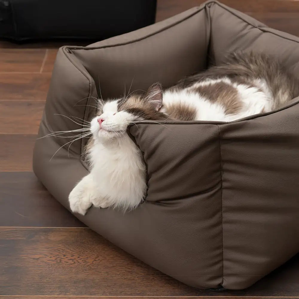 Letto per cani quadrato in tessuto tecnologico, calmante, impermeabile e resistente ai graffi