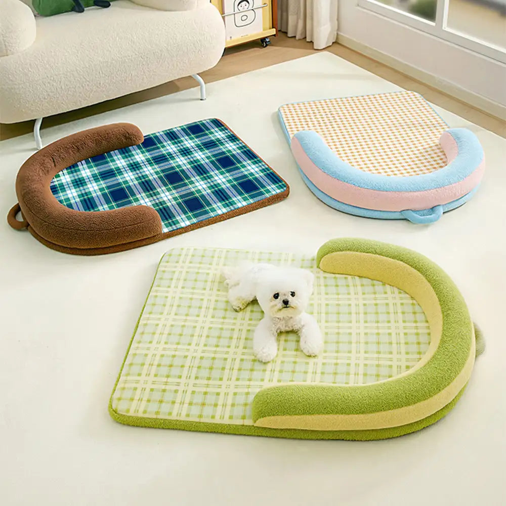 Cuscino ortopedico vintage a quadretti per cani grandi