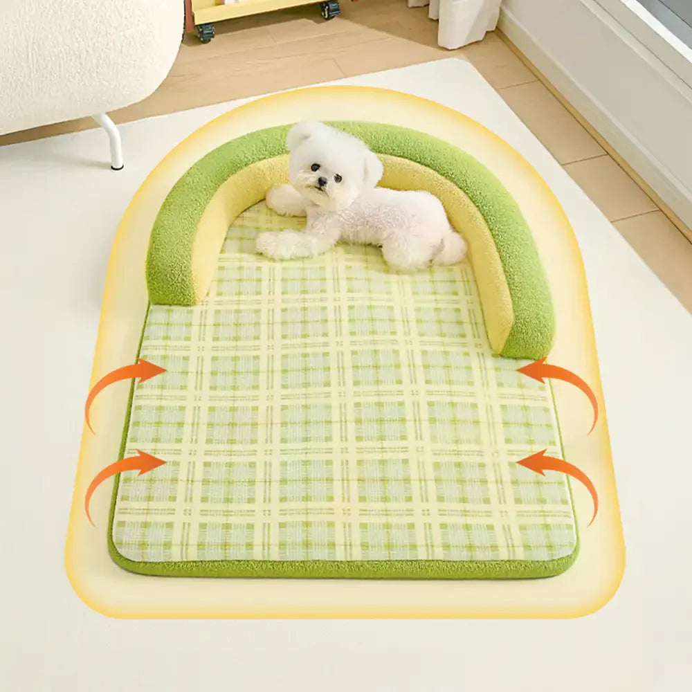 Cuscino ortopedico vintage a quadretti per cani grandi