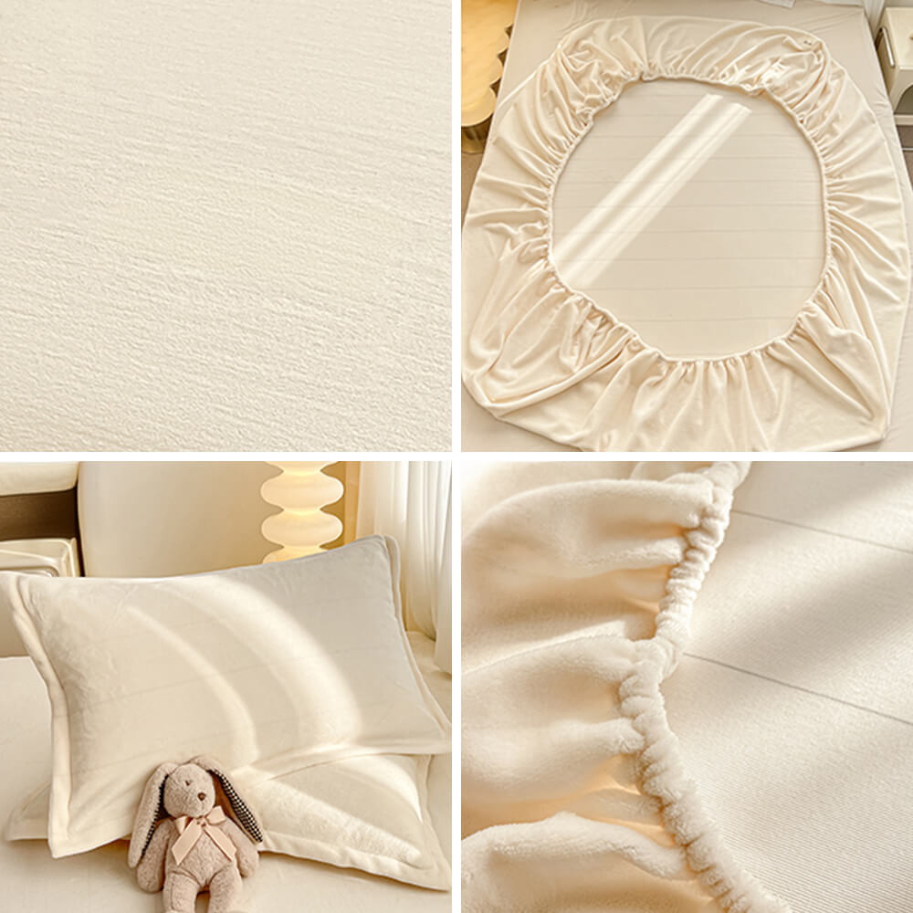 Copertura per materasso in misto cotone di velluto morbido color latte