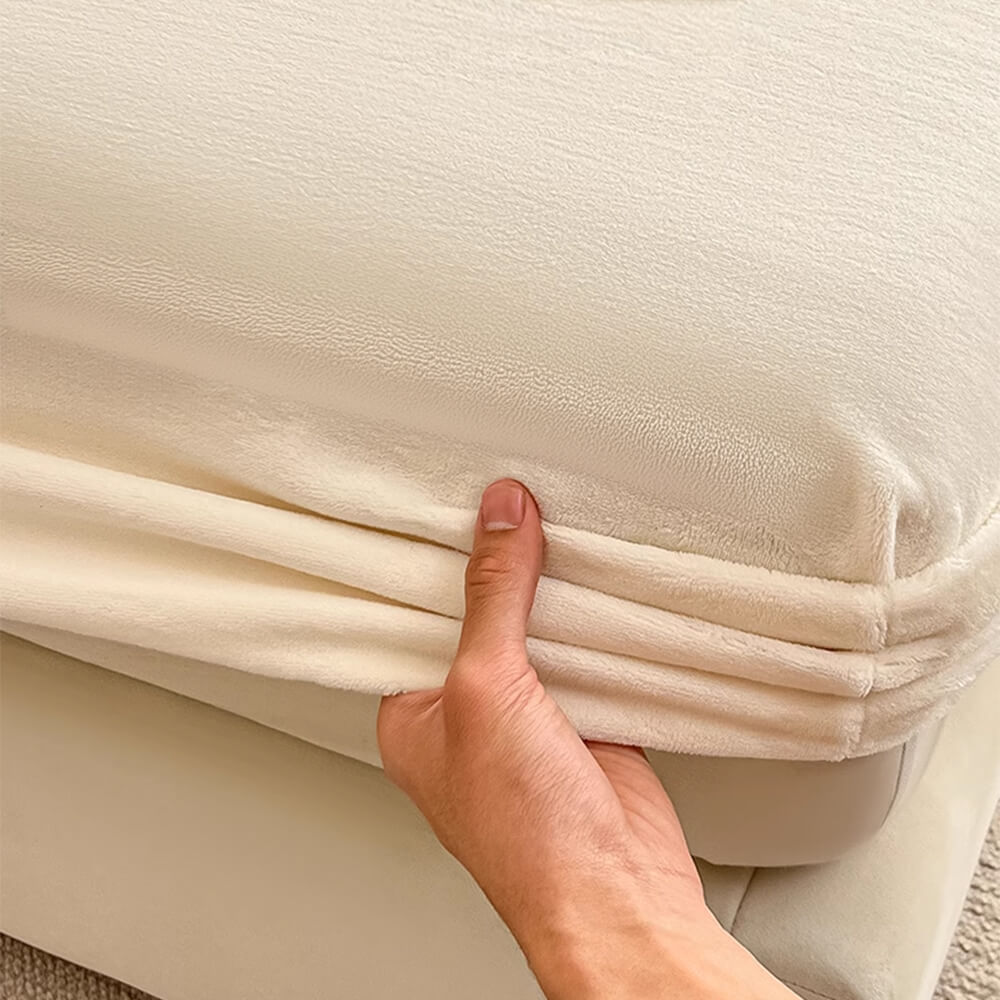 Copertura per materasso in misto cotone di velluto morbido color latte