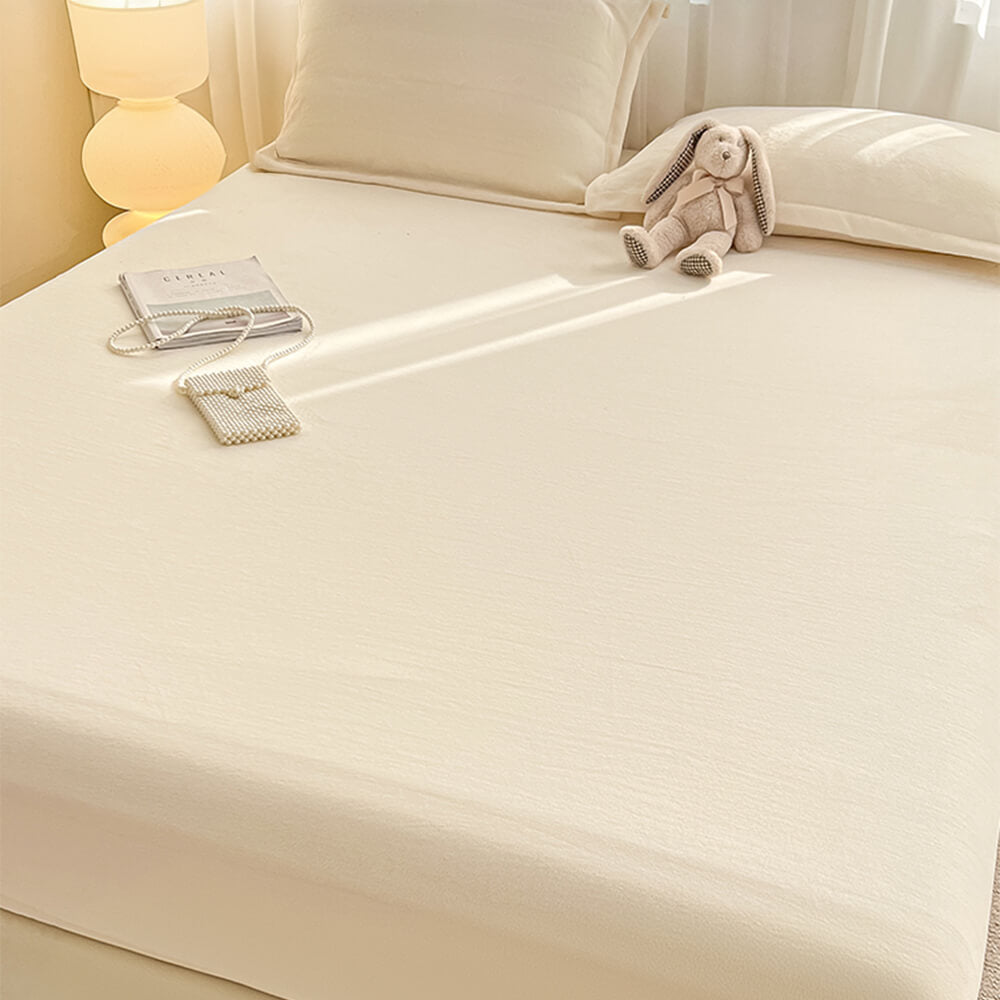 Copertura per materasso in misto cotone di velluto morbido color latte