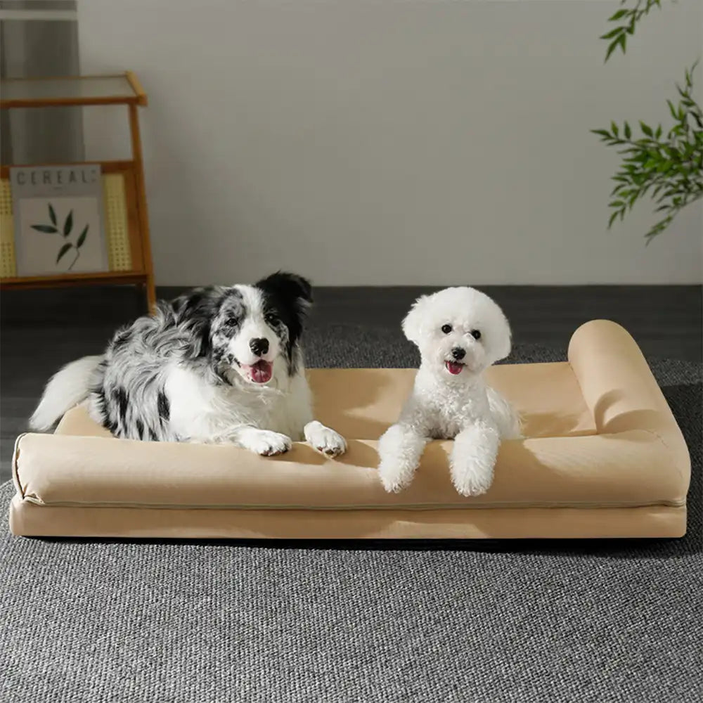 Letto ortopedico in schiuma a forma di uovo impermeabile con lati a rullo L, letto per cani di grandi dimensioni