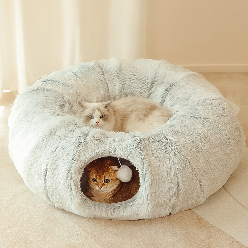 Letto per gatti tondo morbido pieghevole 2 in 1 per interni