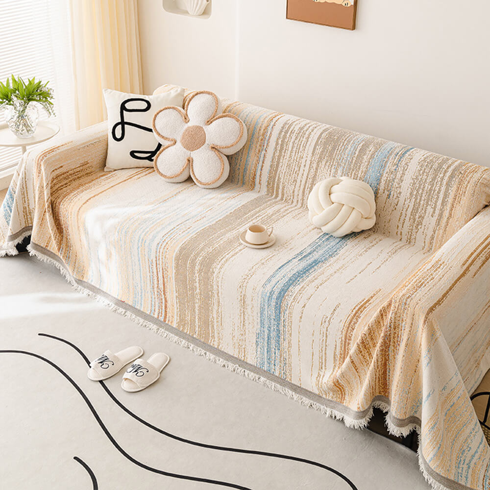 Copertura per divano con throw a gradiente arcobaleno colorato