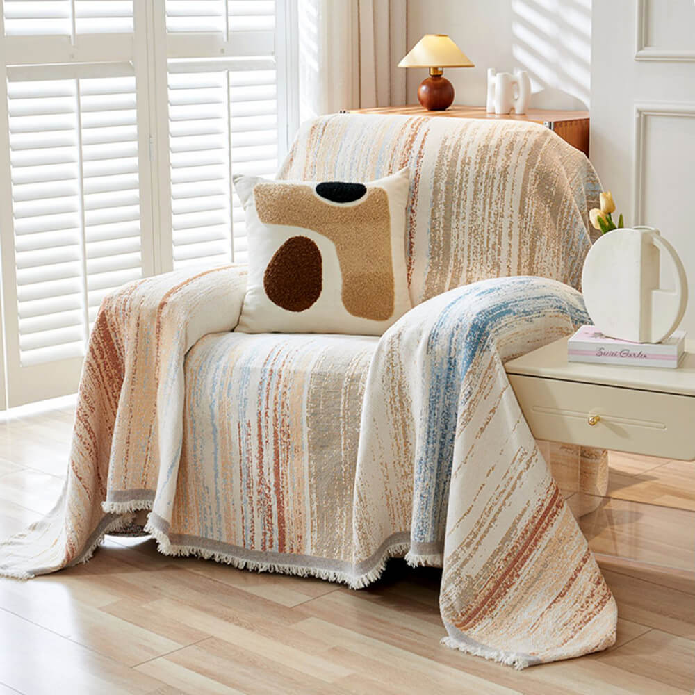 Copertura per divano con throw a gradiente arcobaleno colorato