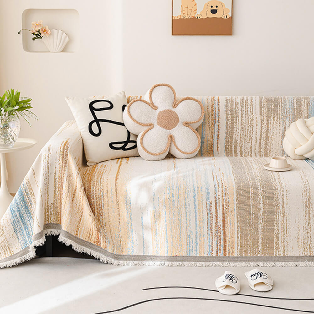 Copertura per divano con throw a gradiente arcobaleno colorato