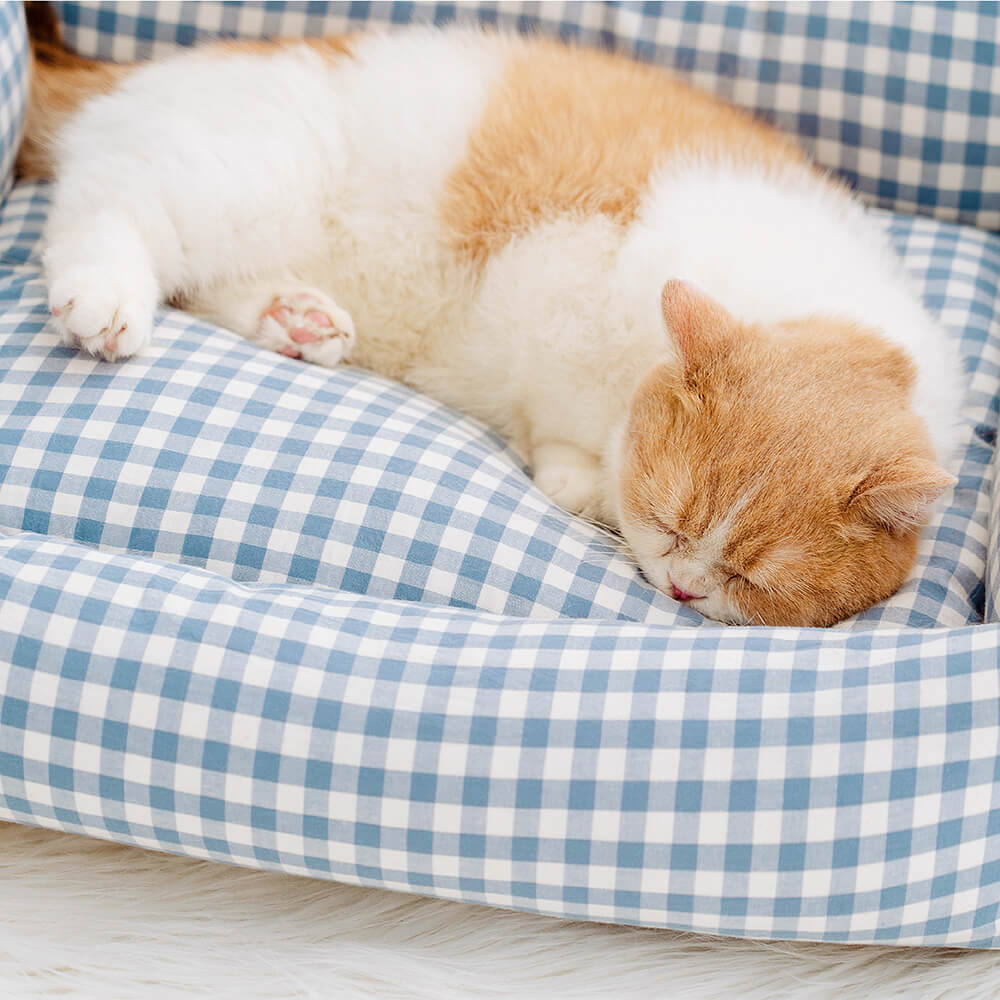 Letto per cani e gatti caldo e staccabile a quadri arricciati alla moda
