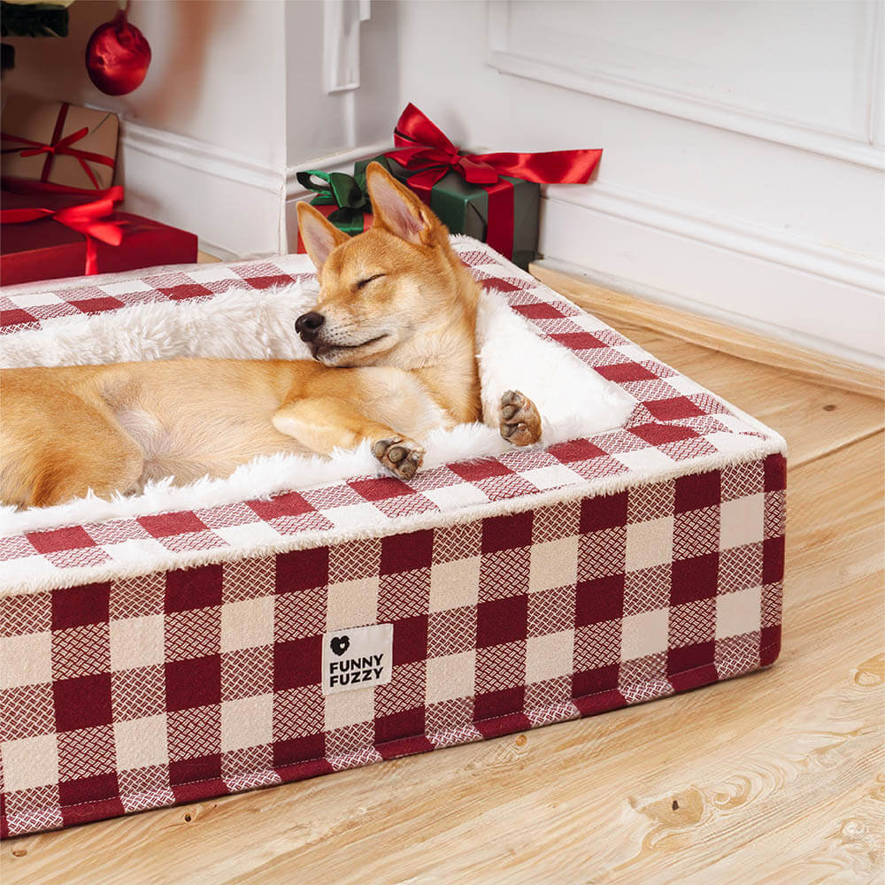 Letto Calmo Antianxiety Per Cani In Tartan Classico Festivo