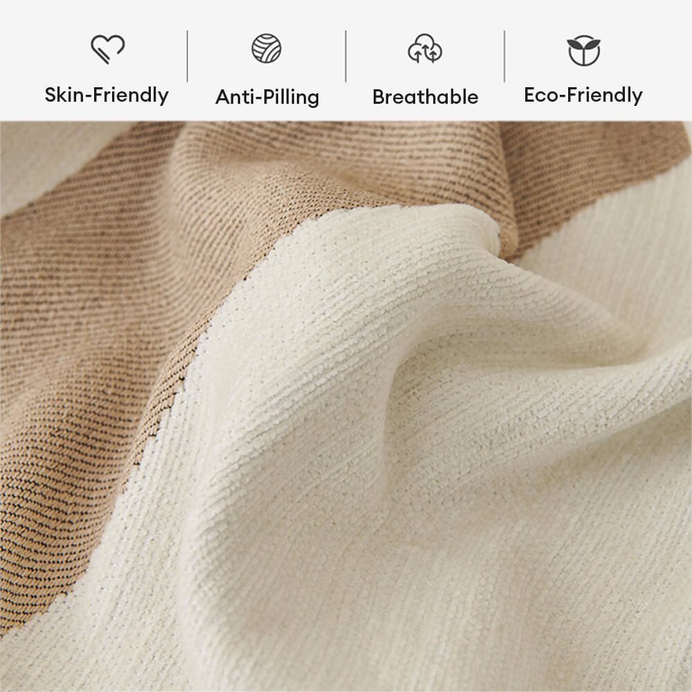 Copertura per divano in chenille doppio lato antiscivolo con frange geometriche