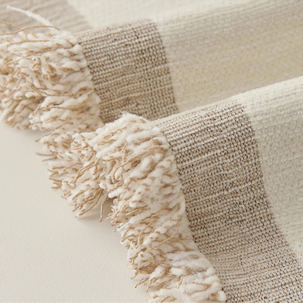 Copertura per divano in chenille doppio lato antiscivolo con frange geometriche