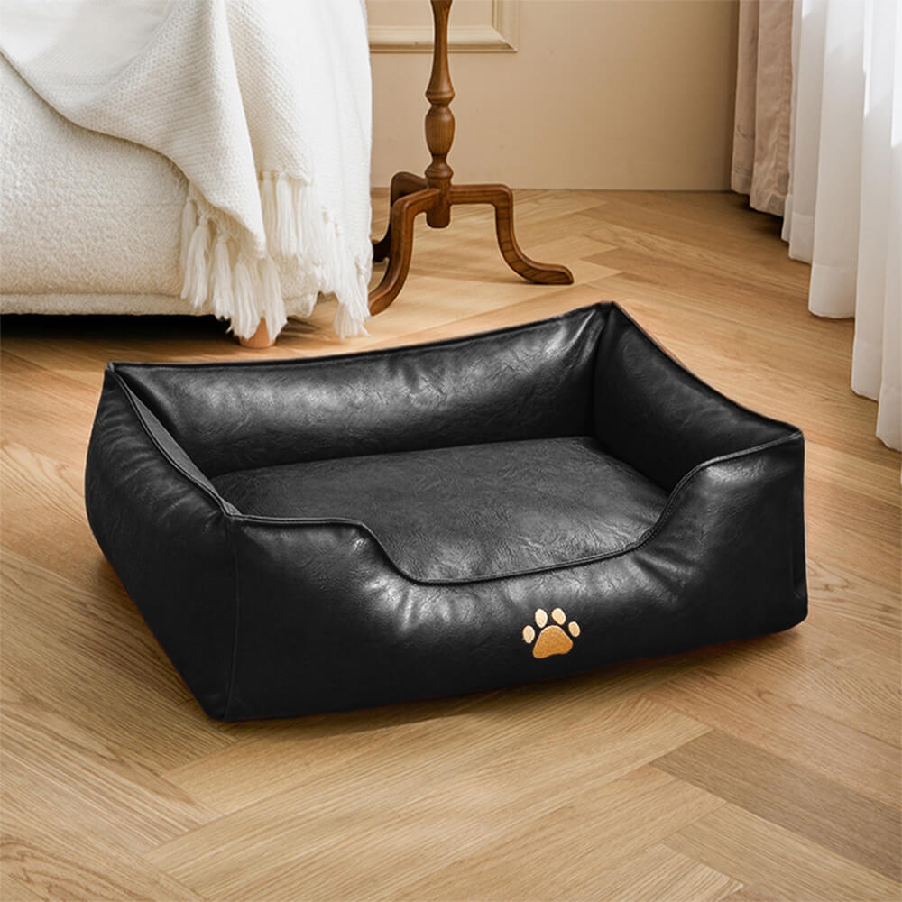 Letto per cani in pelle ecologica impermeabile, rimovibile e di lusso.